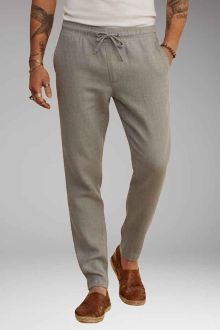 Men's Trousers with Drawstring Waistband and Tapered Fit