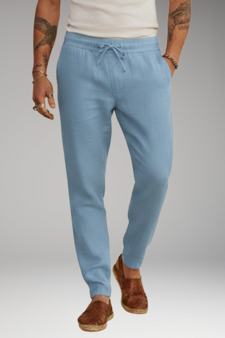 Men's Trousers with Drawstring Waistband and Tapered Fit