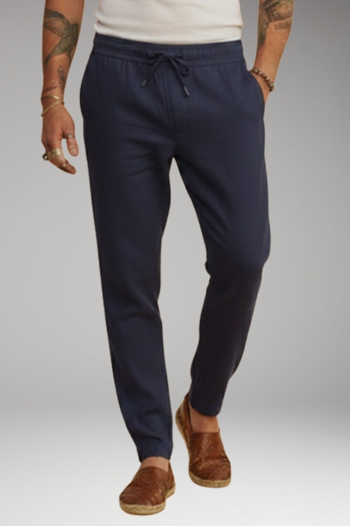 Men's Trousers with Drawstring Waistband and Tapered Fit