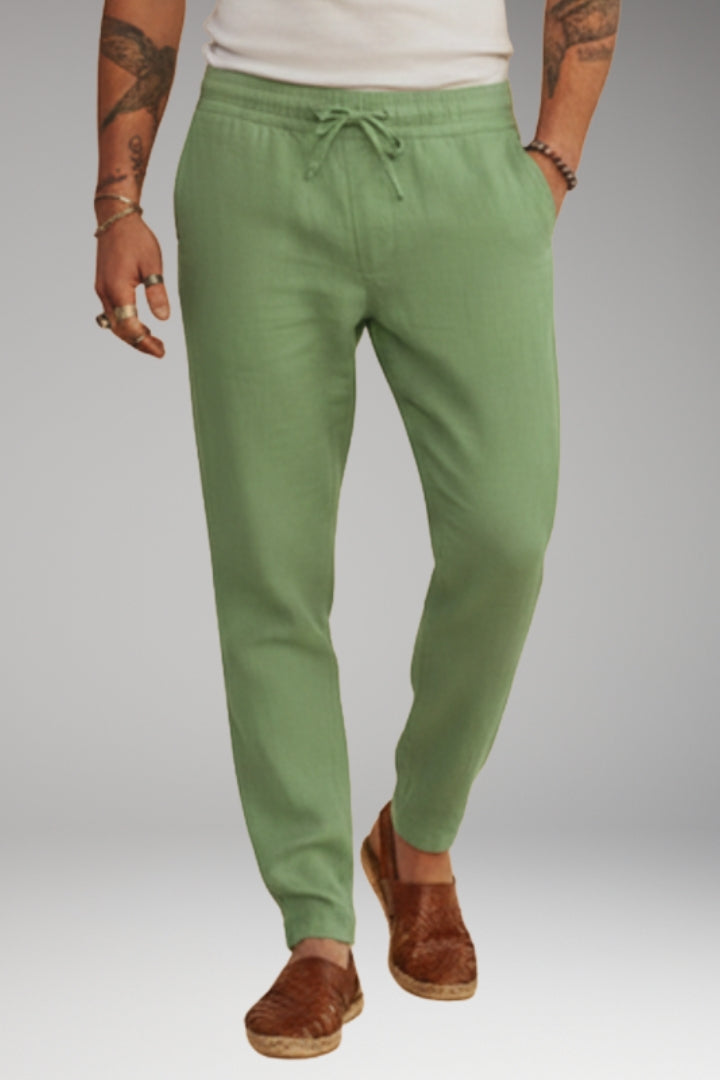 Men's Trousers with Drawstring Waistband and Tapered Fit