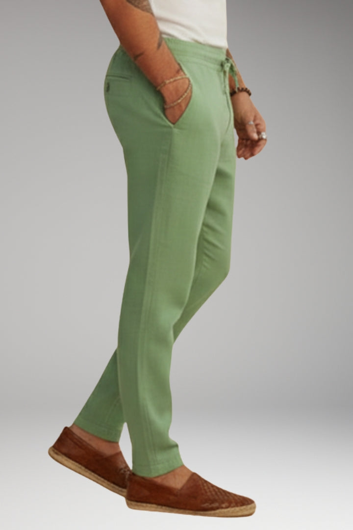 Men's Trousers with Drawstring Waistband and Tapered Fit