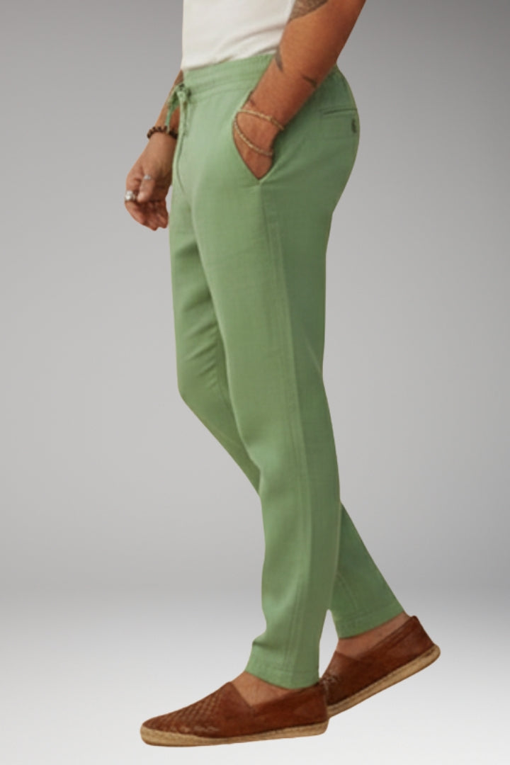 Men's Trousers with Drawstring Waistband and Tapered Fit