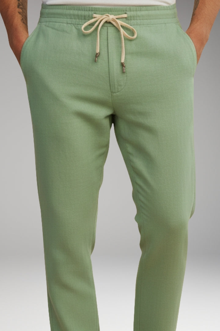 Men's Trousers with Drawstring Waistband and Tapered Fit