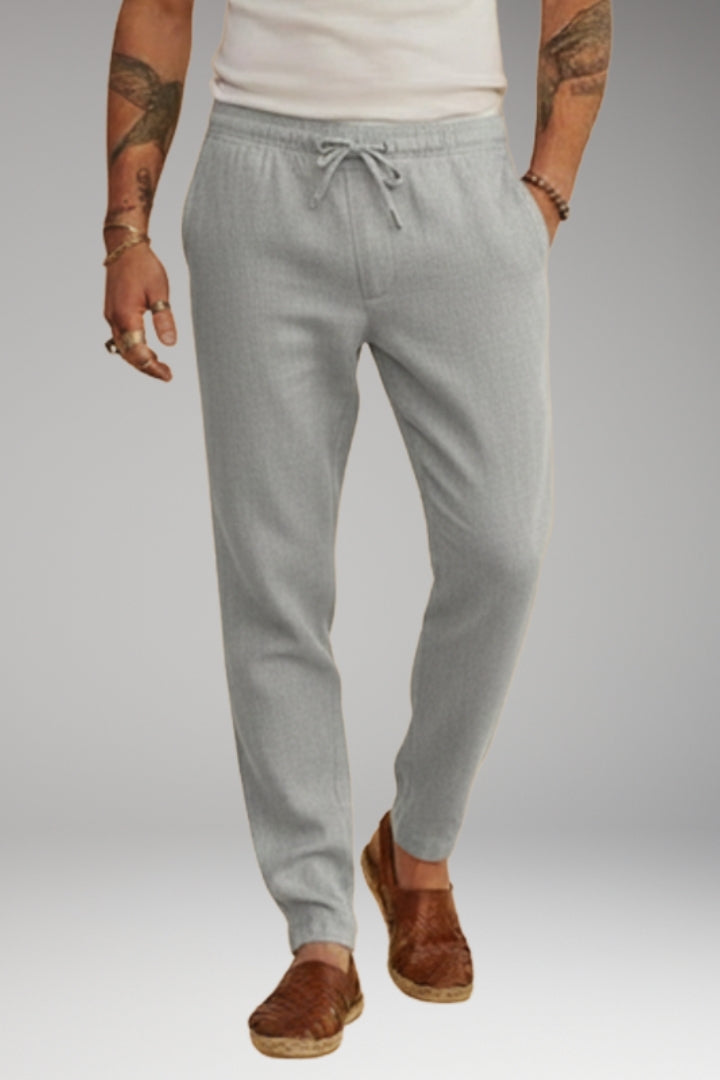 Men's Trousers with Drawstring Waistband and Tapered Fit