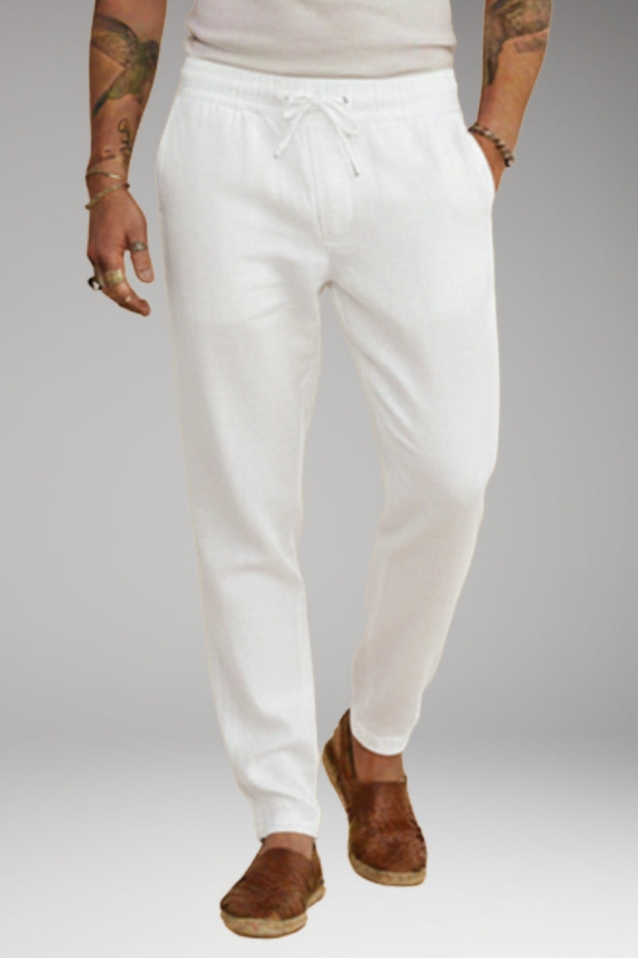 Men's Trousers with Drawstring Waistband and Tapered Fit