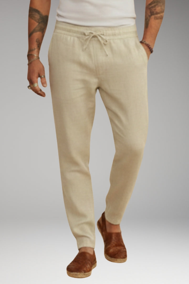 Men's Trousers with Drawstring Waistband and Tapered Fit
