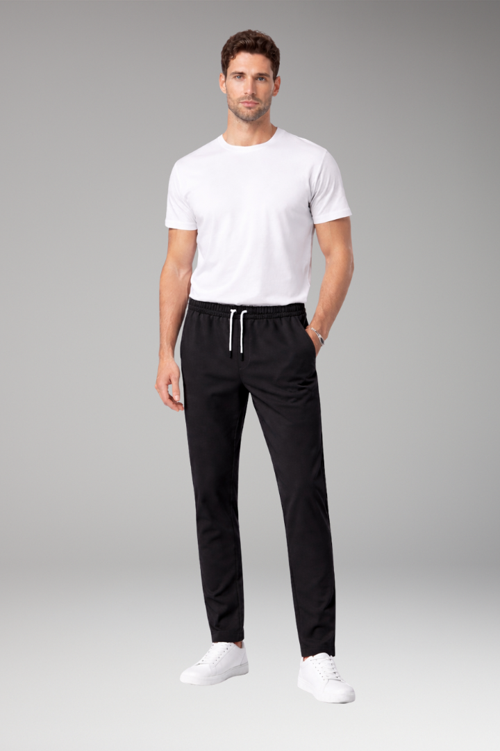 Men's Trousers with Elastic Waist and Drawstring Closure