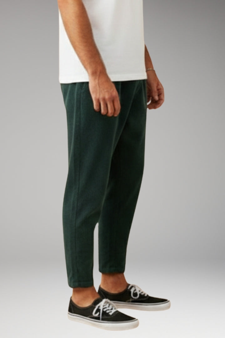 Men's Trousers with Elastic Waistband and Relaxed Fit