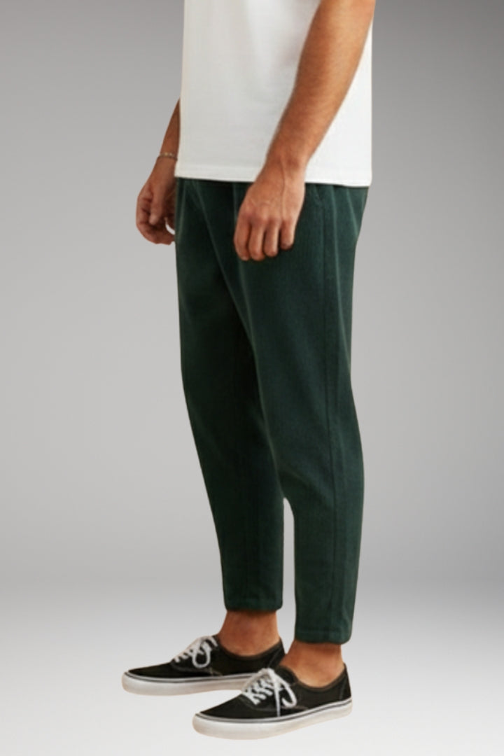 Men's Trousers with Elastic Waistband and Relaxed Fit