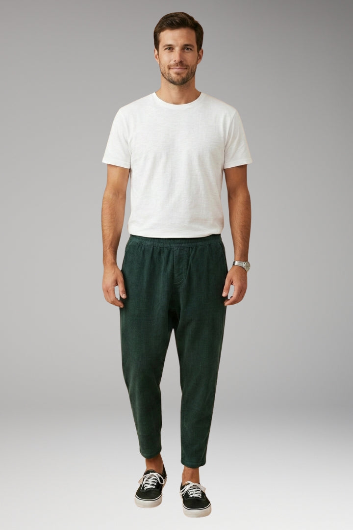Men's Trousers with Elastic Waistband and Relaxed Fit