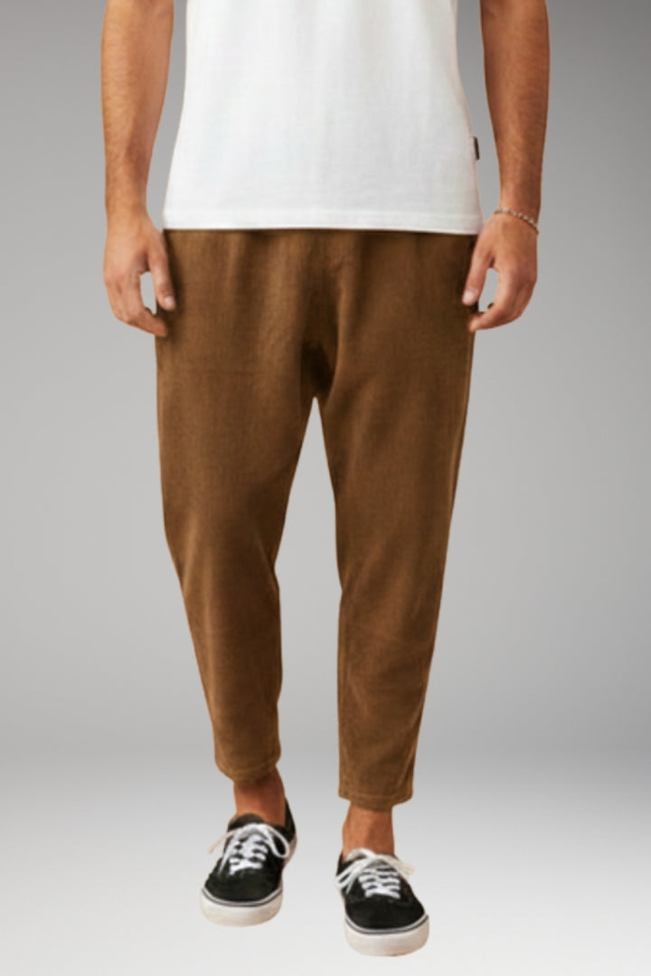 Men's Trousers with Elastic Waistband and Relaxed Fit