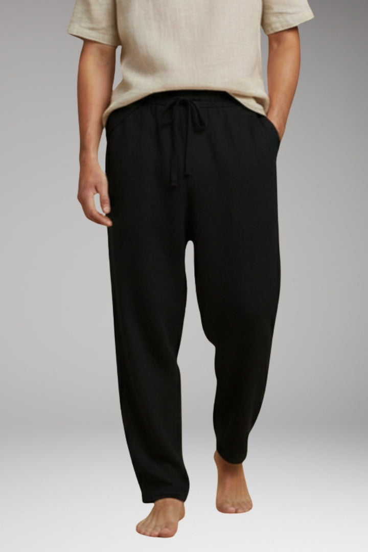 Men's Trousers with Wide-Leg Design and Drawstring Waistband