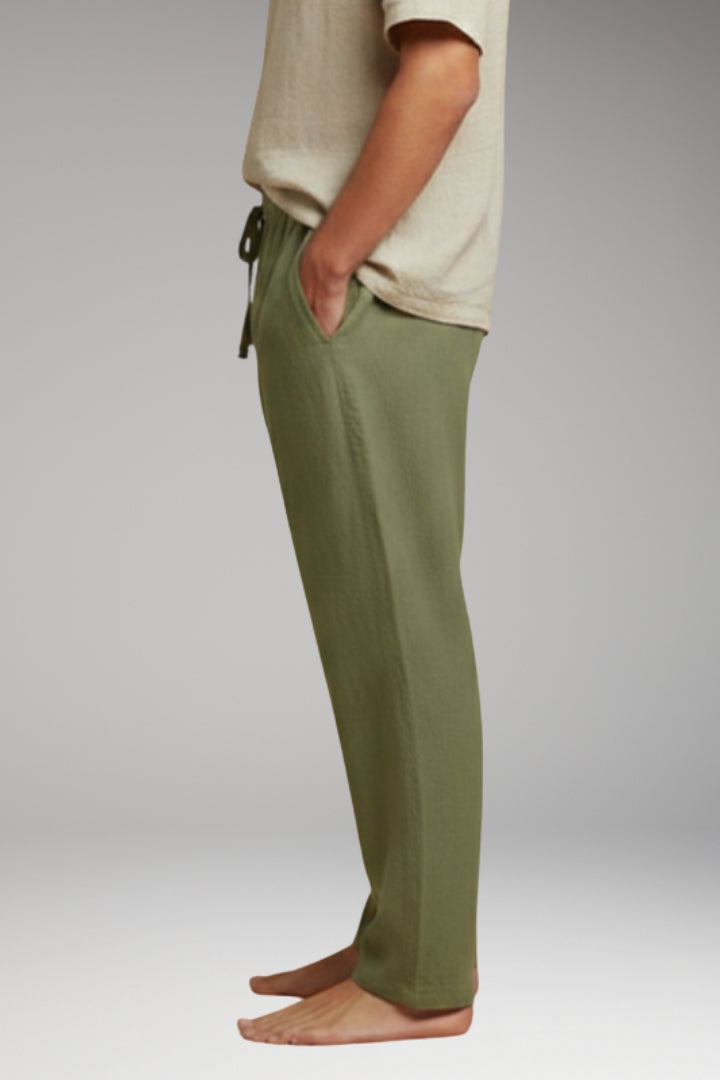 Men's Trousers with Wide-Leg Design and Drawstring Waistband