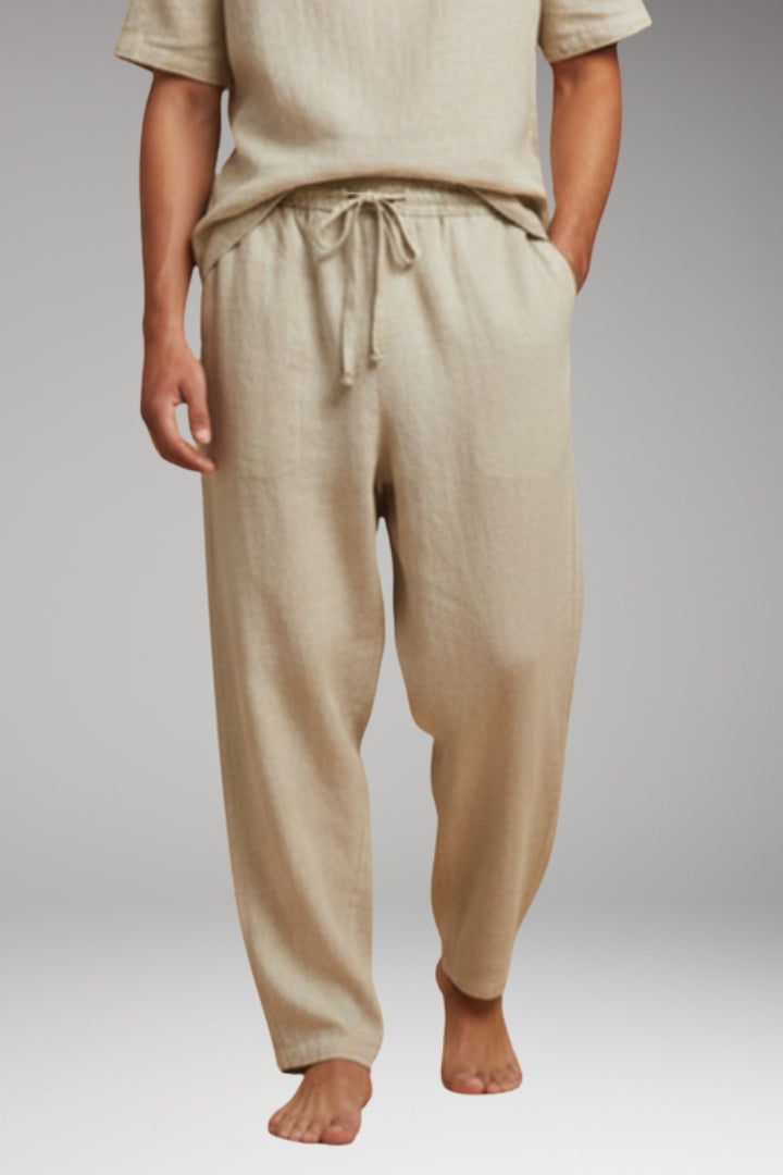 Men's Trousers with Wide-Leg Design and Drawstring Waistband