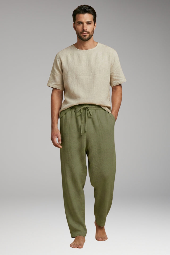 Men's Trousers with Wide-Leg Design and Drawstring Waistband
