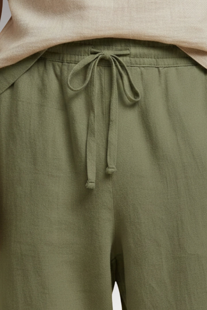 Men's Trousers with Wide-Leg Design and Drawstring Waistband