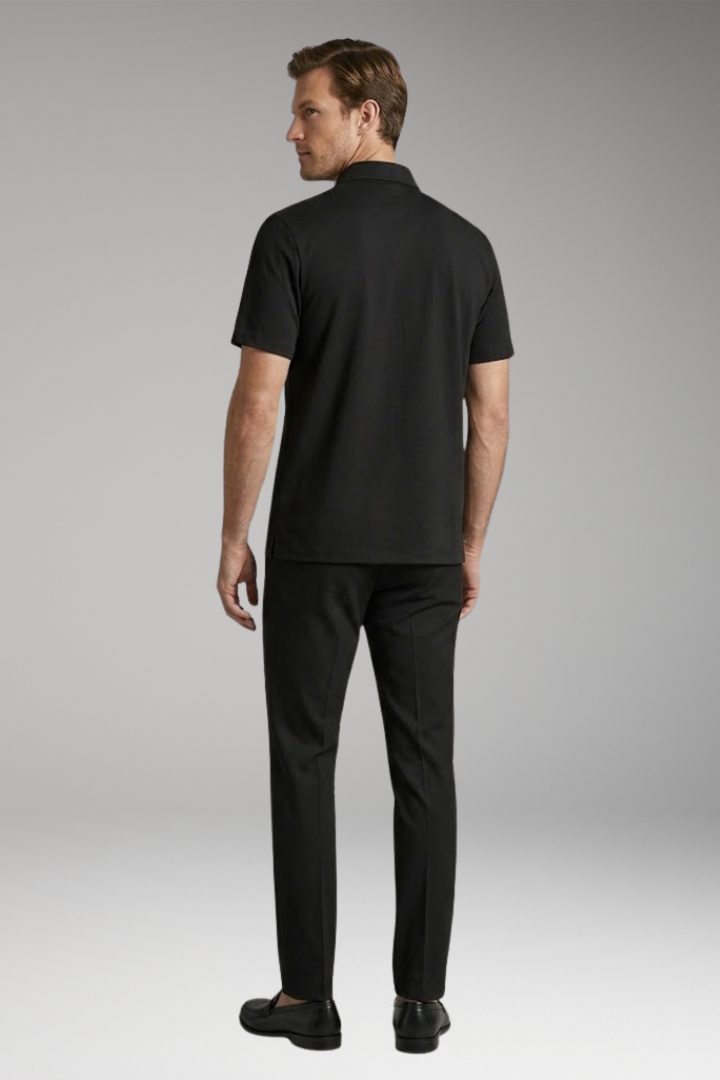 Men's Two-Piece Set with Short-Sleeve Shirt and Slim-Fit Trousers