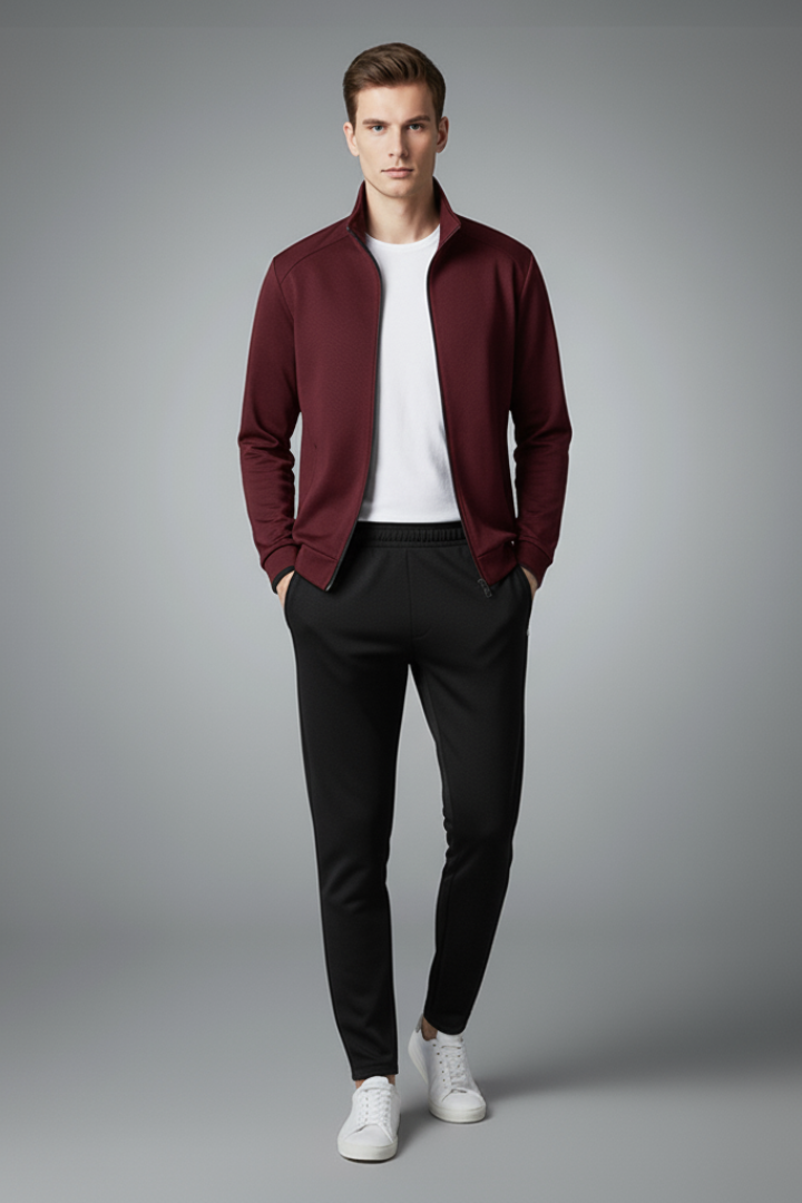 Men’s Two-Piece Tracksuit with Zip Jacket and Drawcord Pants
