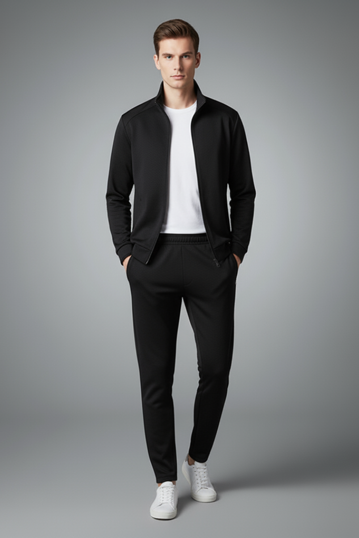 Men’s Two-Piece Tracksuit with Zip Jacket and Drawcord Pants