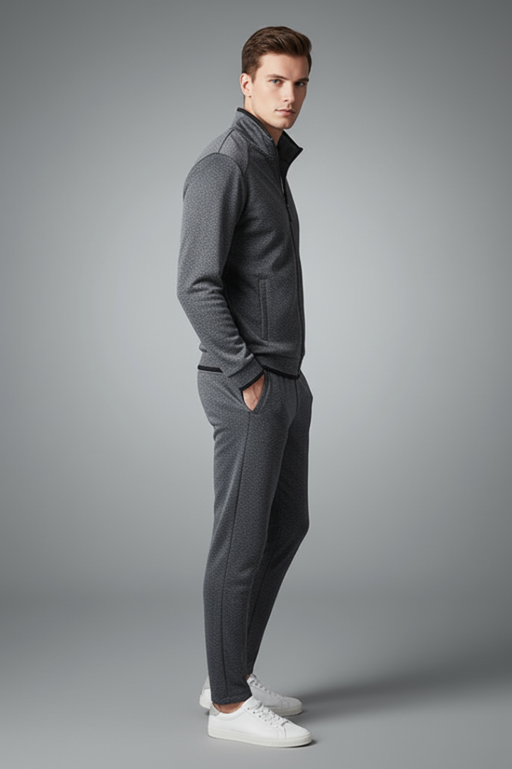 Men’s Two-Piece Tracksuit with Zip Jacket and Drawcord Pants
