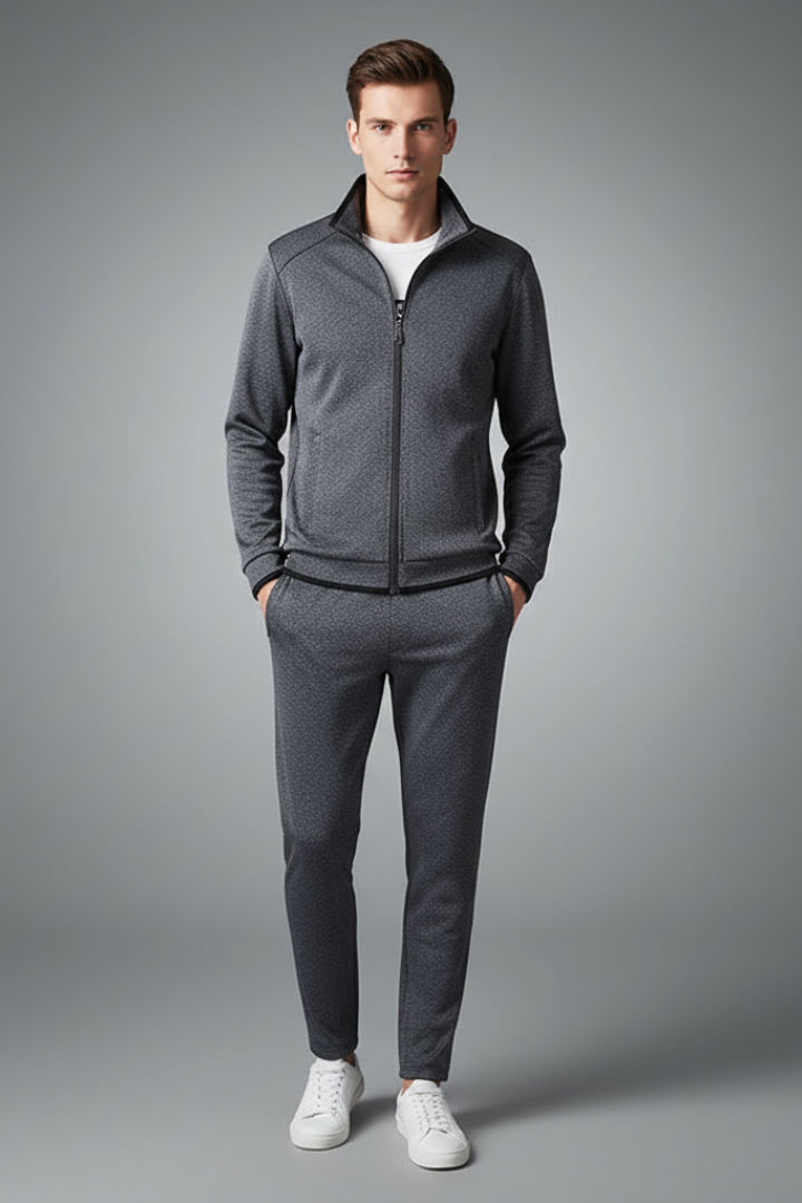 Men’s Two-Piece Tracksuit with Zip Jacket and Drawcord Pants