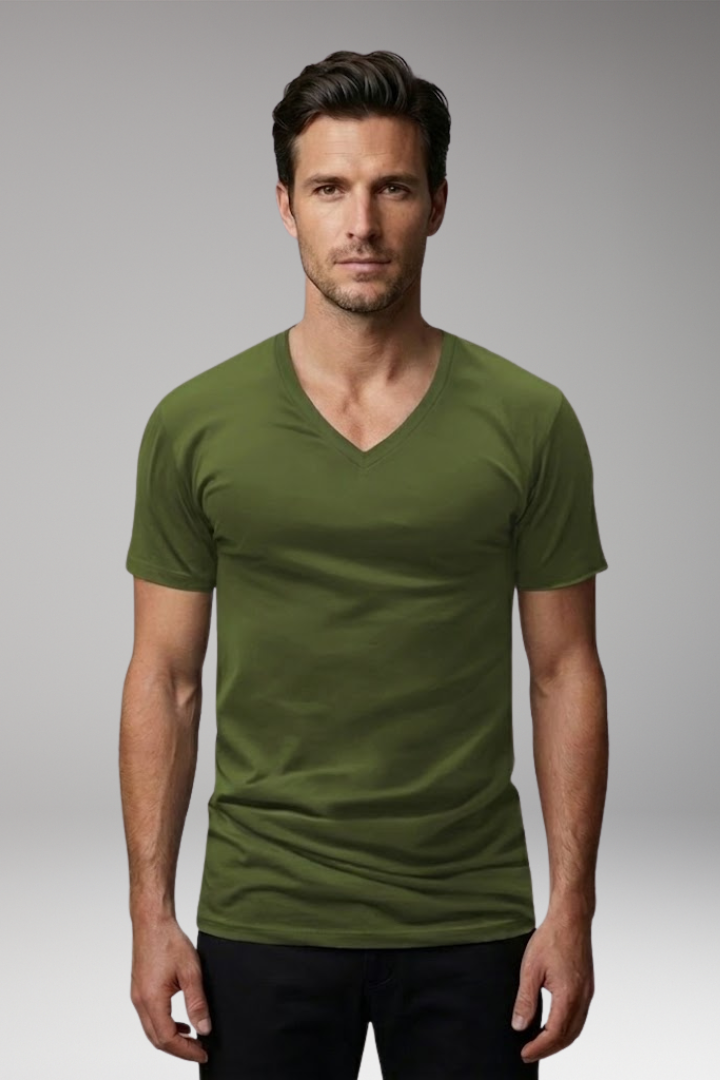 Men's V-neck T-shirt with Short Sleeves
