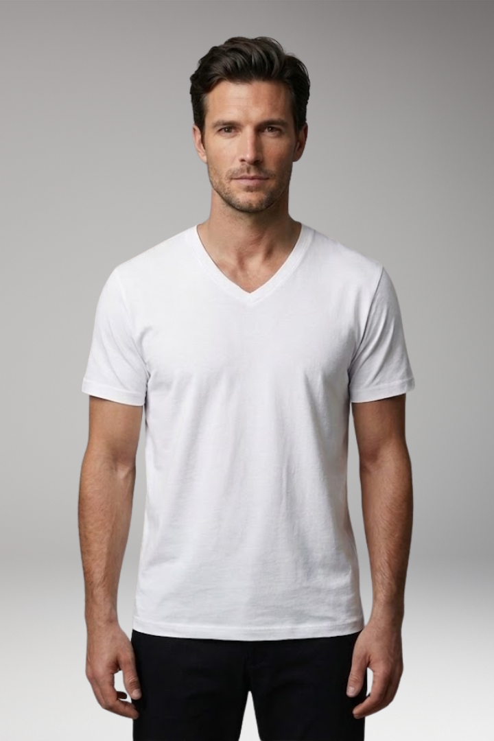 Men's V-neck T-shirt with Short Sleeves