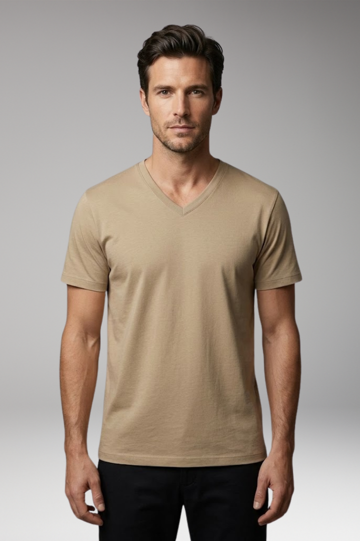Men's V-neck T-shirt with Short Sleeves