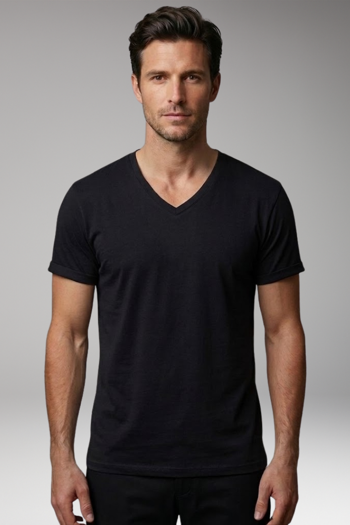 Men's V-neck T-shirt with Short Sleeves