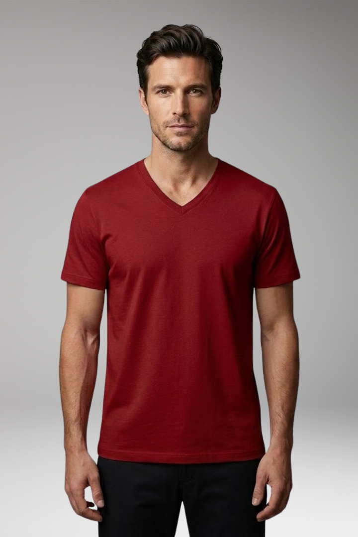 Men's V-neck T-shirt with Short Sleeves