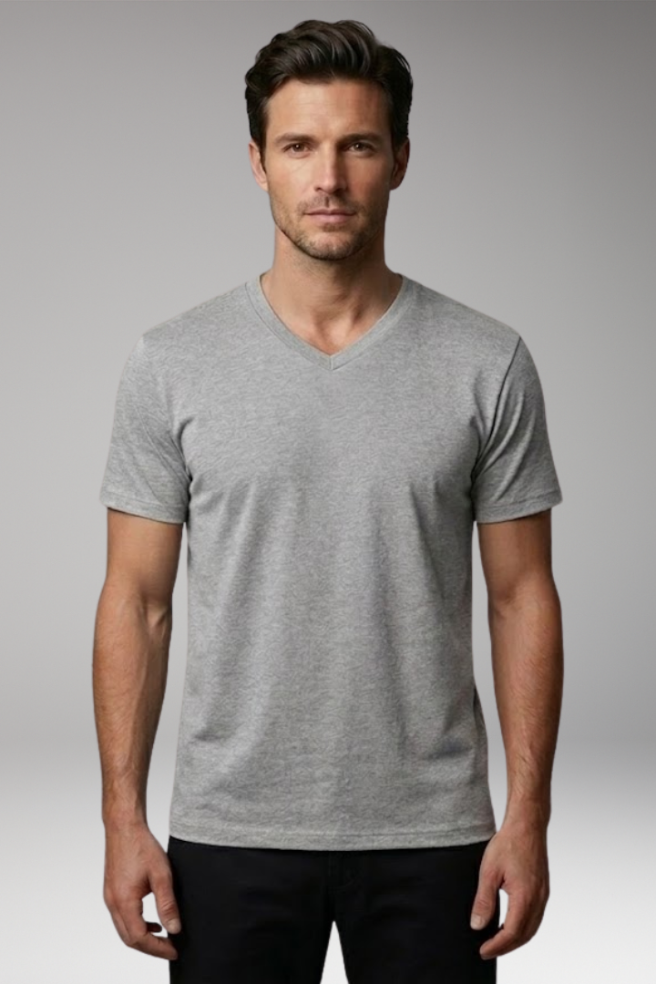 Men's V-neck T-shirt with Short Sleeves