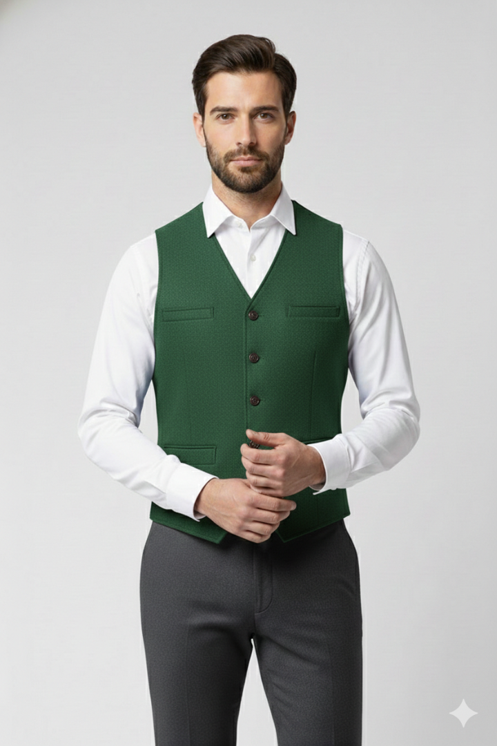 Men’s Vest with V-Neck and Button Closure