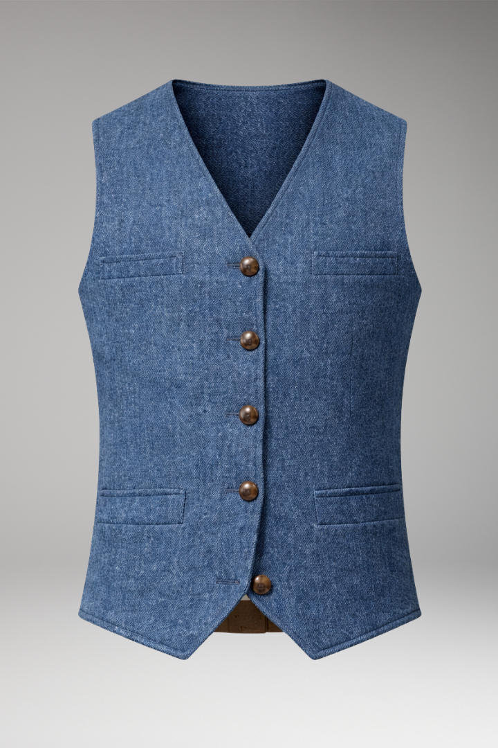 Men’s Vest with V-Neck and Button Closure