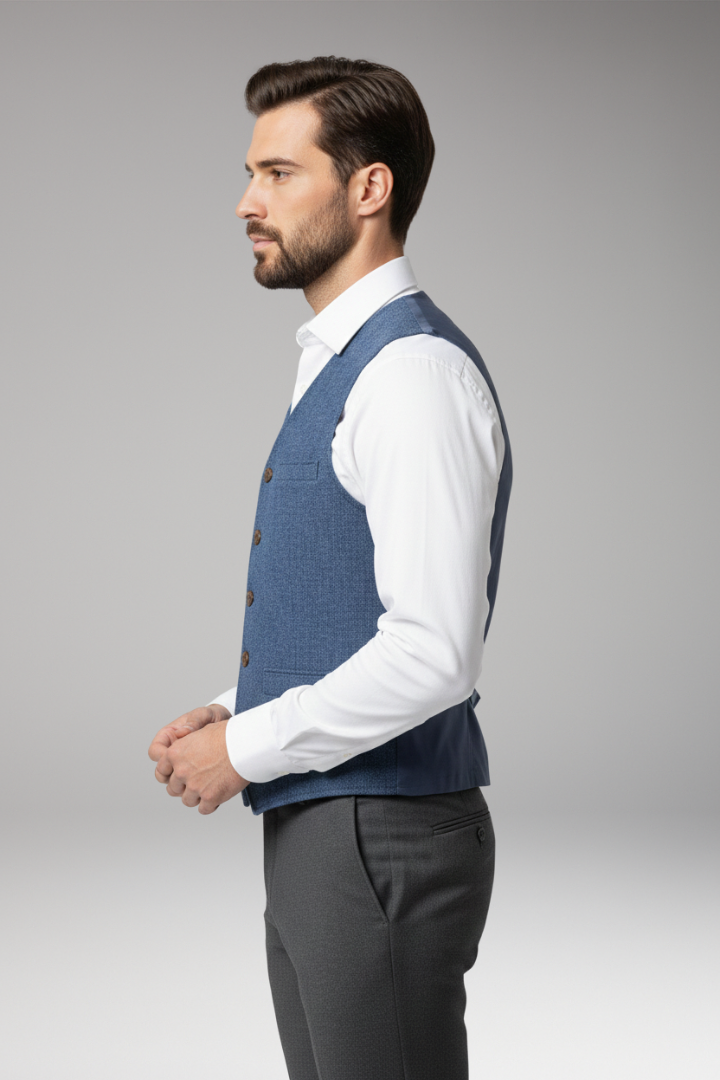 Men’s Vest with V-Neck and Button Closure