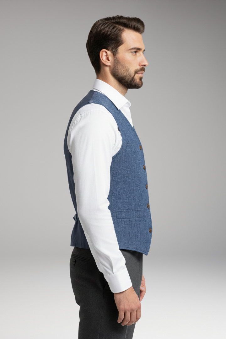 Men’s Vest with V-Neck and Button Closure