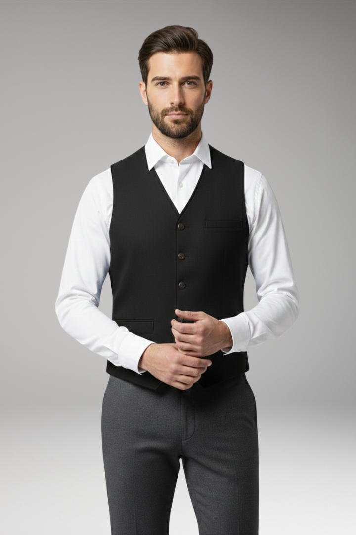 Men’s Vest with V-Neck and Button Closure