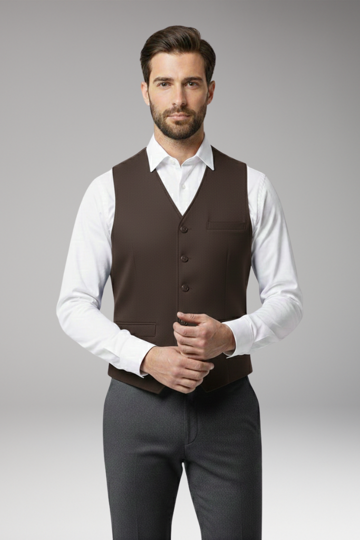 Men’s Vest with V-Neck and Button Closure