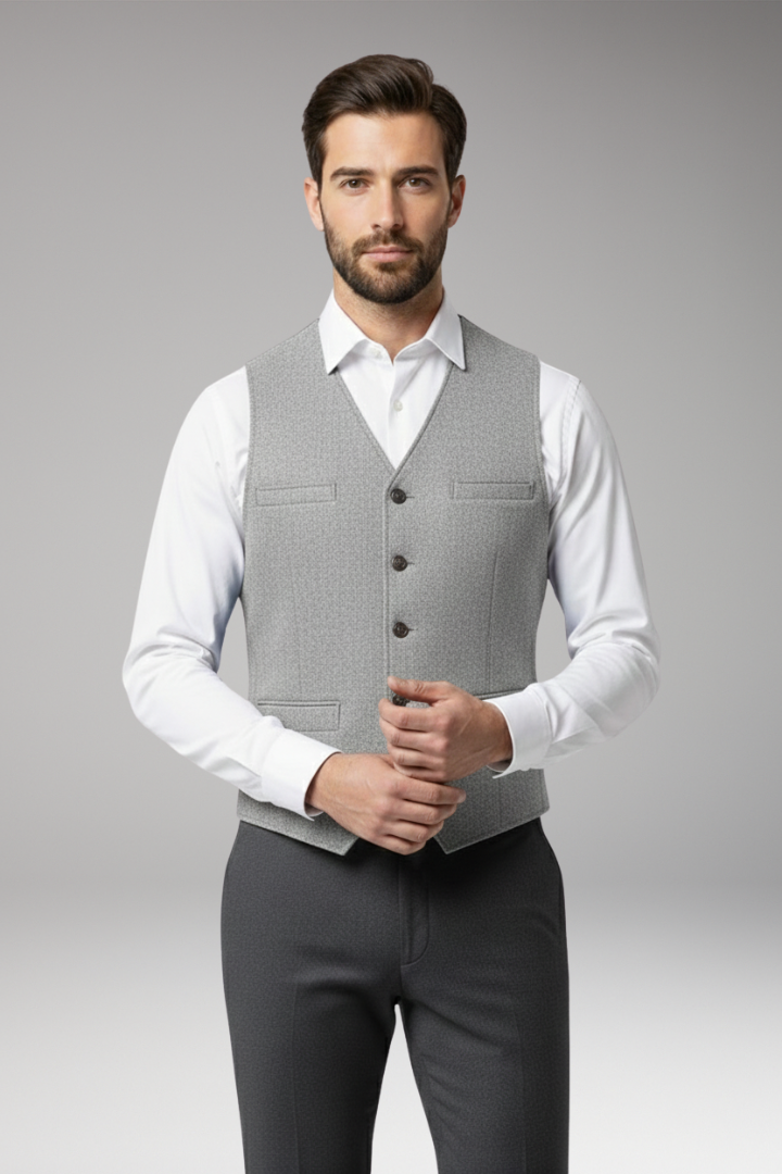 Men’s Vest with V-Neck and Button Closure