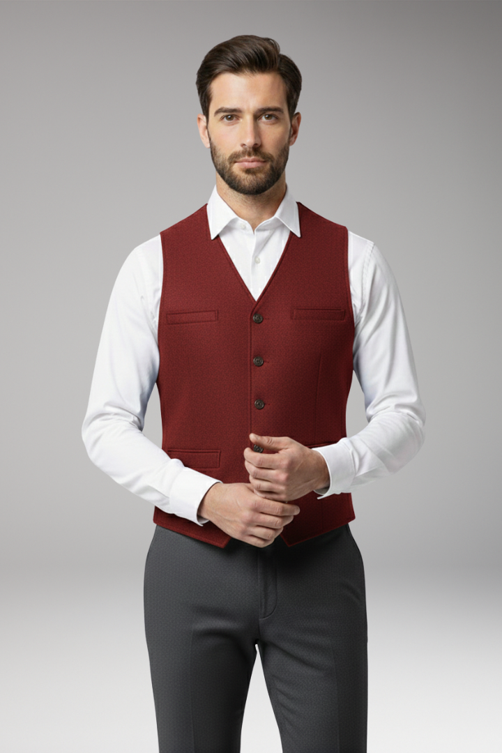 Men’s Vest with V-Neck and Button Closure