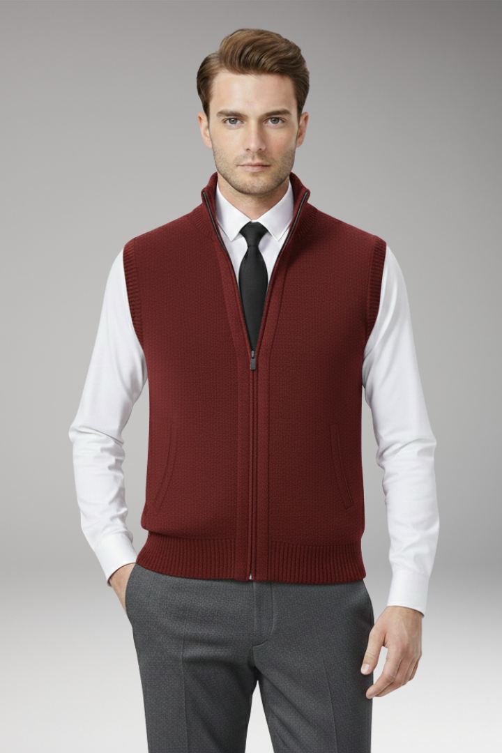 Men’s Vest with Zip Closure and Straight Profile