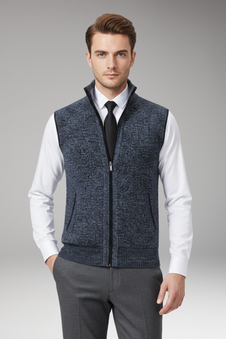 Men’s Vest with Zip Closure and Straight Profile