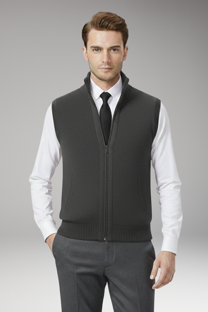 Men’s Vest with Zip Closure and Straight Profile