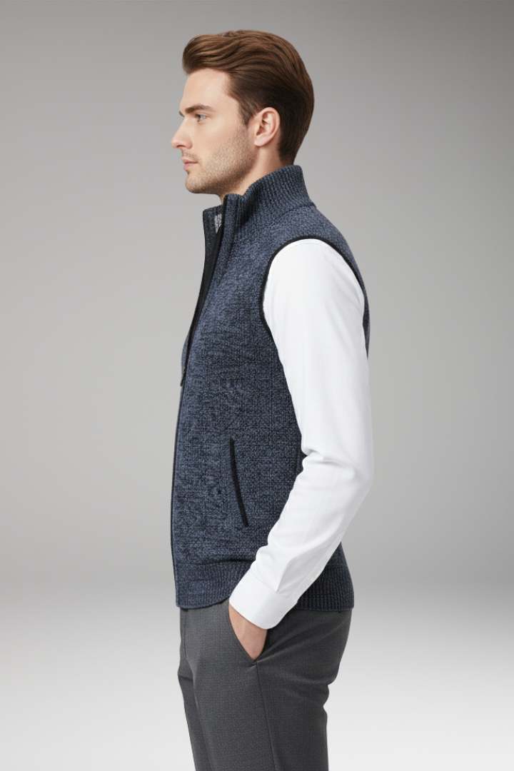Men’s Vest with Zip Closure and Straight Profile