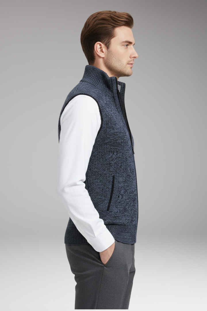 Men’s Vest with Zip Closure and Straight Profile