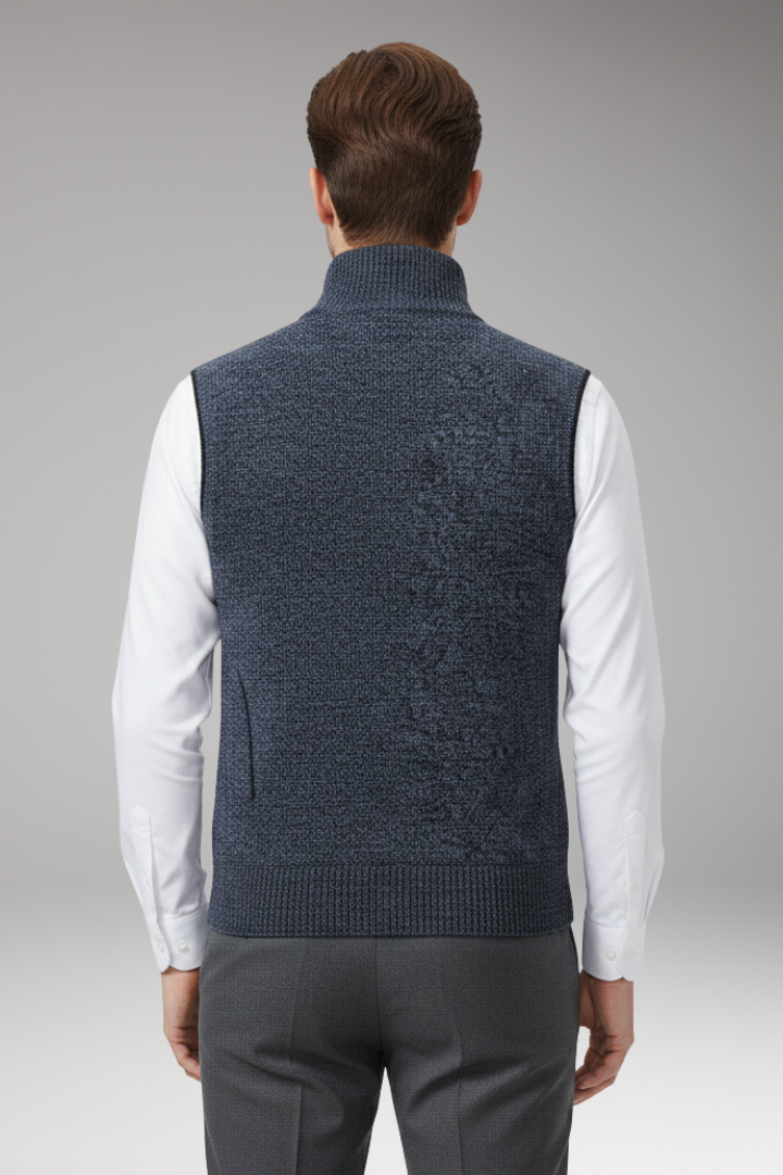 Men’s Vest with Zip Closure and Straight Profile