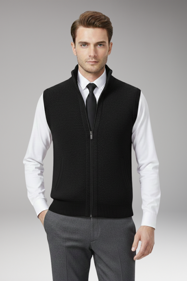 Men’s Vest with Zip Closure and Straight Profile
