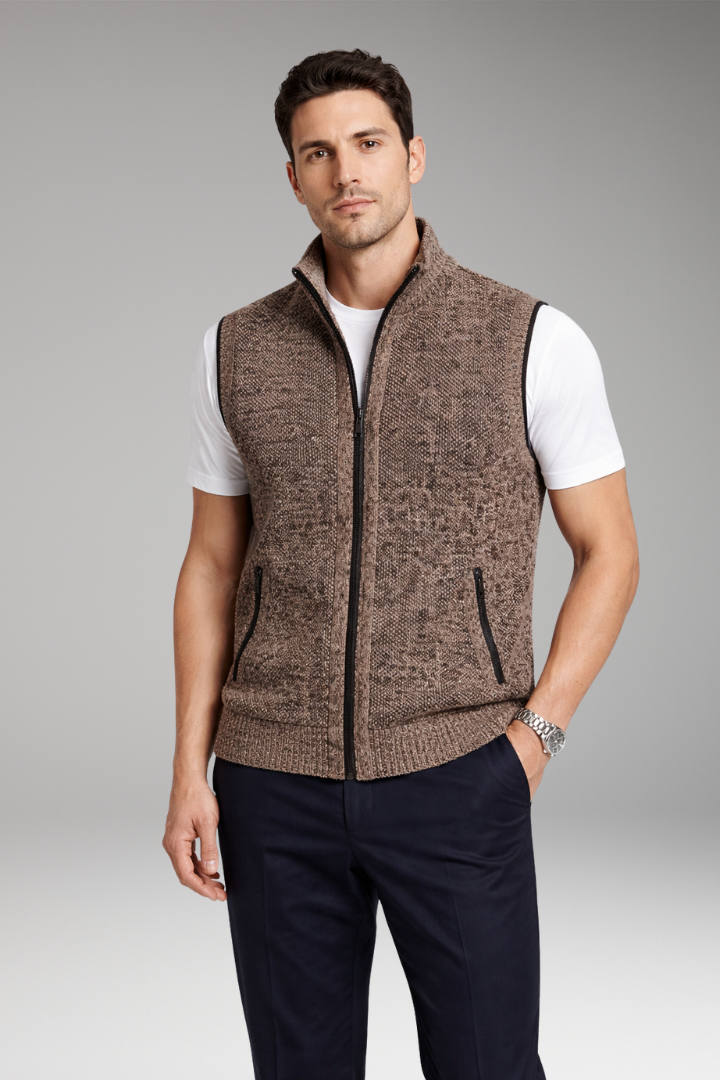 Men's Vest with Zipper Closure and Side Pockets