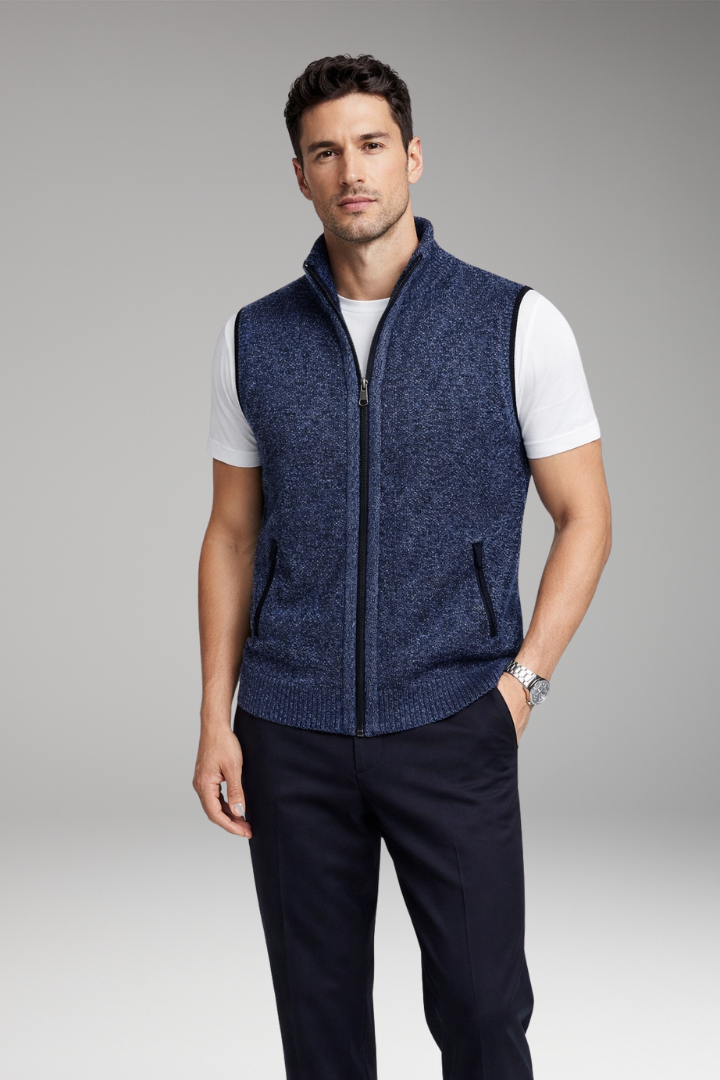 Men's Vest with Zipper Closure and Side Pockets