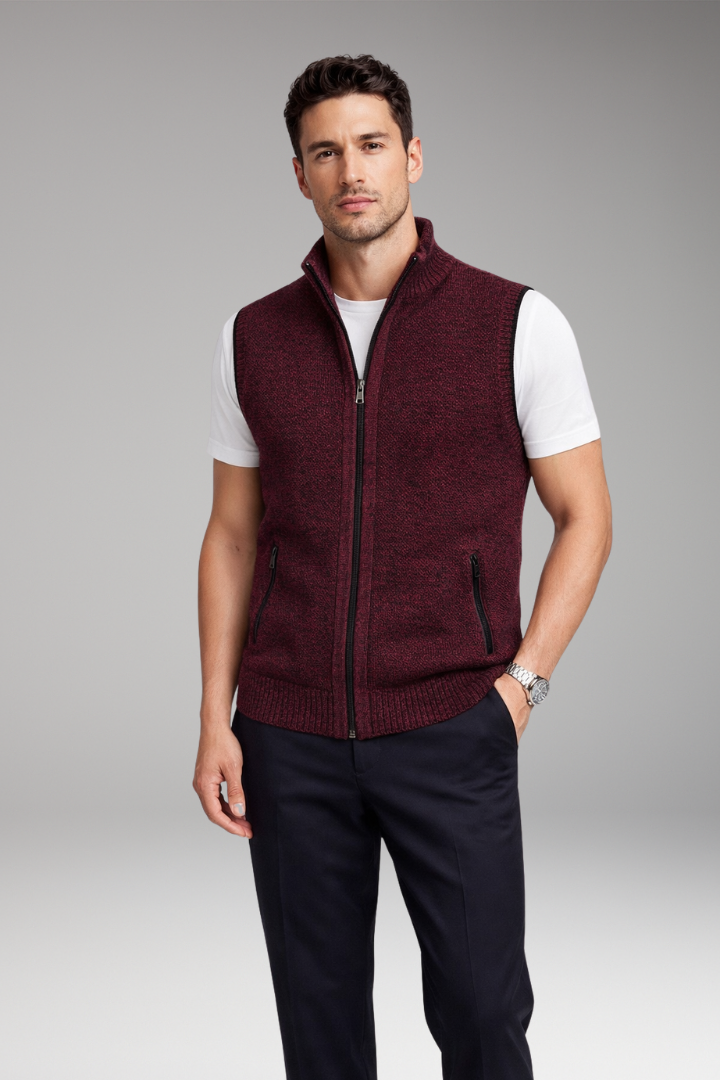 Men's Vest with Zipper Closure and Side Pockets