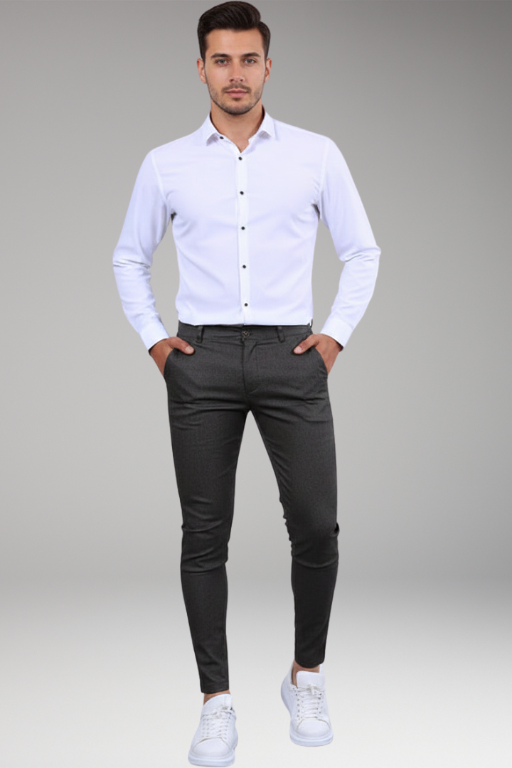 Men’s Chino Pants with Slim Legs and Button Closure